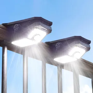 2Pack Clip on Solar Lights Outdoor with Motion Sensor,3 Modes, 900LM High Brightness Solar Security Lights for Outside Patio Wall Chain Link Gutter