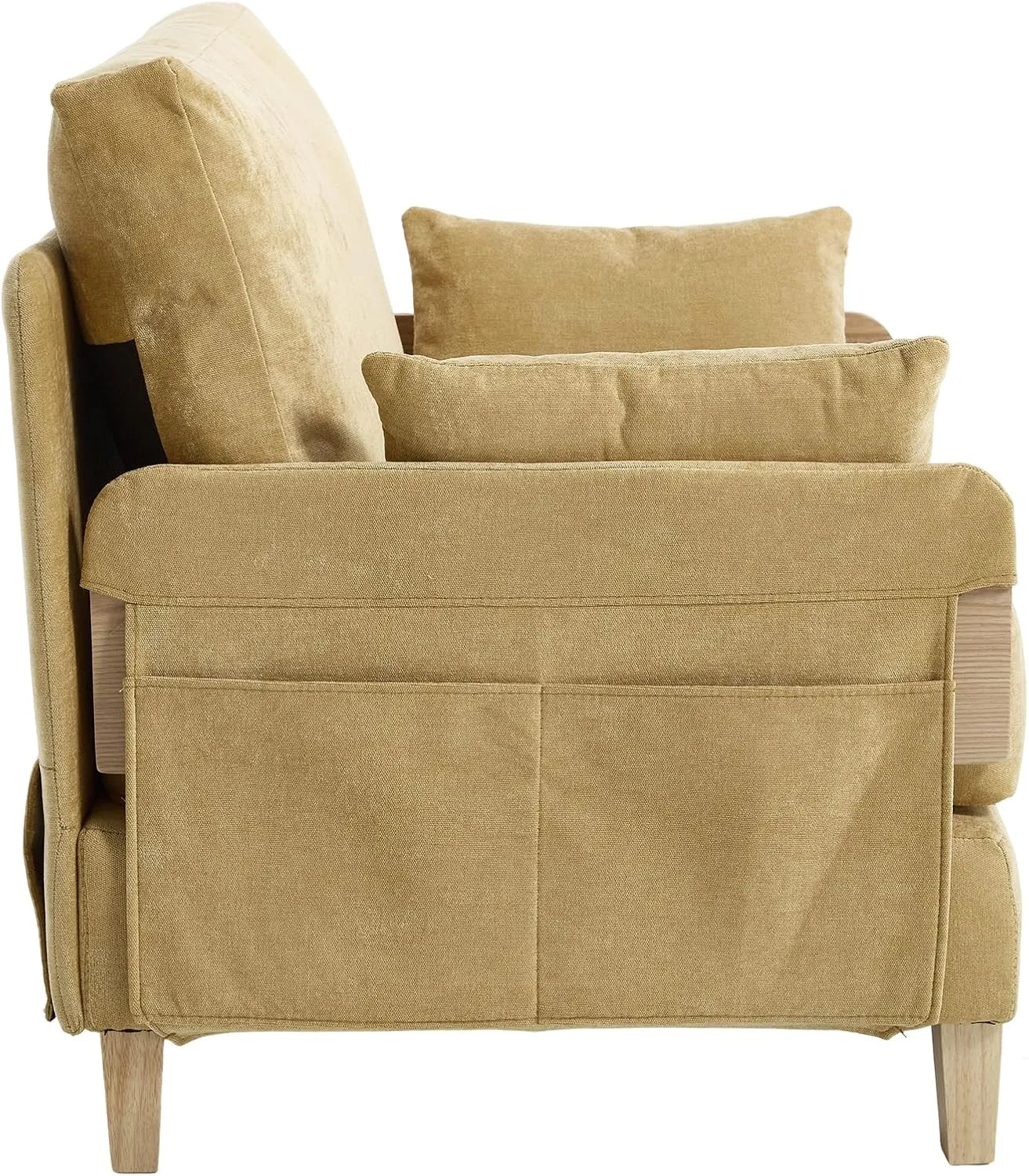 3-in-1 Foldable Sofa Bed Recliner Sleeper, Mid-Century Modern Convertible Sofa Chair with 3 Pillows, Space-Saving Design for Small Spaces, Bedroom, Study & Guest Room, Yellow