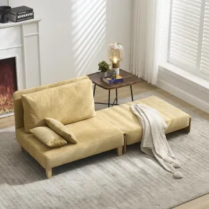 3-in-1 Foldable Sofa Bed Recliner Sleeper, Mid-Century Modern Convertible Sofa Chair with 3 Pillows, Space-Saving Design for Small Spaces, Bedroom, Study & Guest Room, Yellow