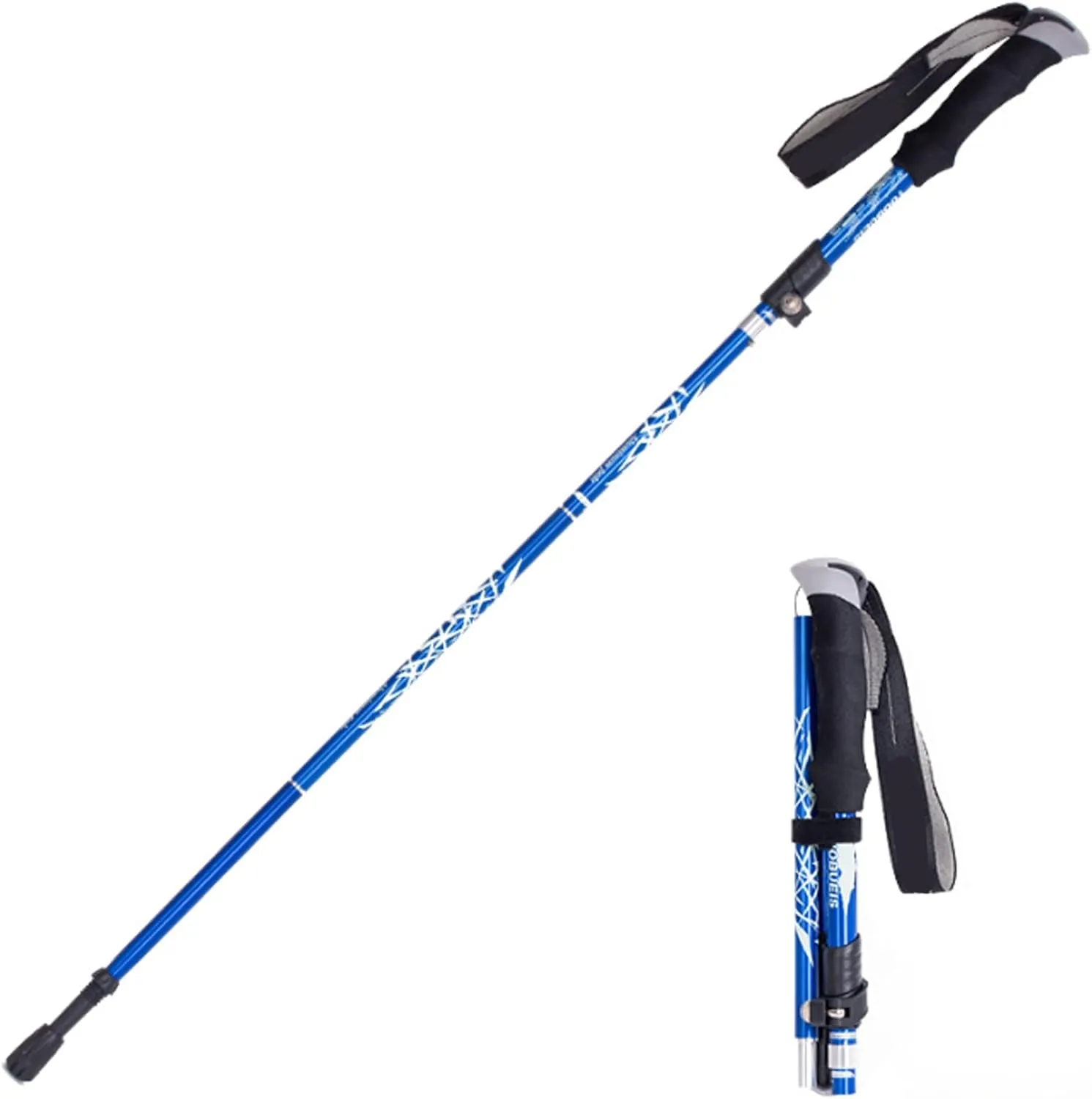 3 Sections Hiking Poles, Aluminum Alloy Trekking Poles, Easy to Carry, Hiking Sticks with Storage Bag for Travel(D)