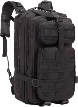 30L Tactical Backpacks Man Traveling Bags Survival Outdoor 3P Assault Pack EDC Molle Pack Hiking Trekking Hunting Bag(Black)
