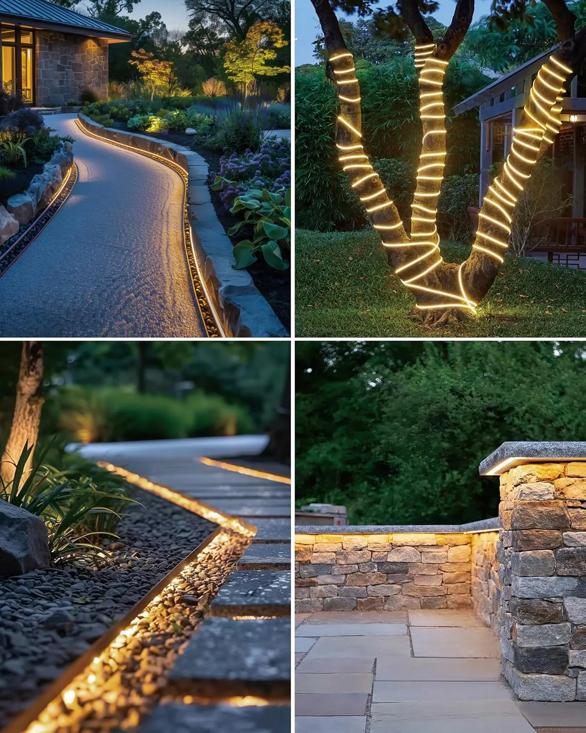 32.8FT Solar LED Strip Lights Outdoor Warm White, 600LEDs Solar & USB Powered Dimmable Strip Lights with Remote, IP65Waterproof LED Strips for Gazebo Balcony Swimming Pool Deck Decor