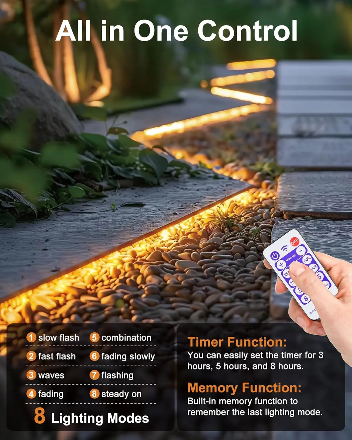 32.8FT Solar LED Strip Lights Outdoor Warm White, 600LEDs Solar & USB Powered Dimmable Strip Lights with Remote, IP65Waterproof LED Strips for Gazebo Balcony Swimming Pool Deck Decor