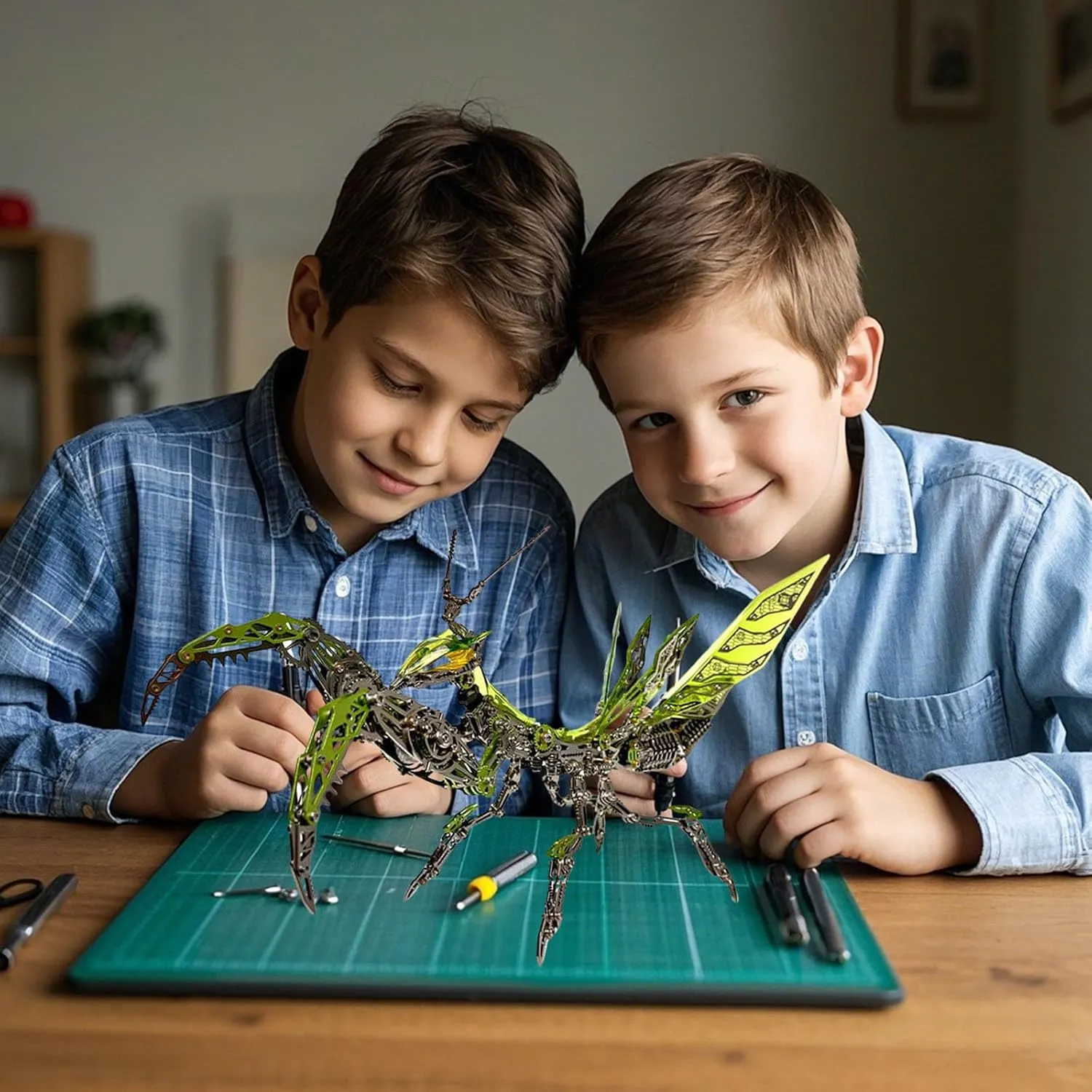 3D Metal Puzzles for Adults, Giant Mantis Model Kit - Steampunk DIY Ornament - Assembly Jigsaw Crafts Brain Teaser - Perfect Room Decor and Gift Choice(1200 PCS, Grass Green)