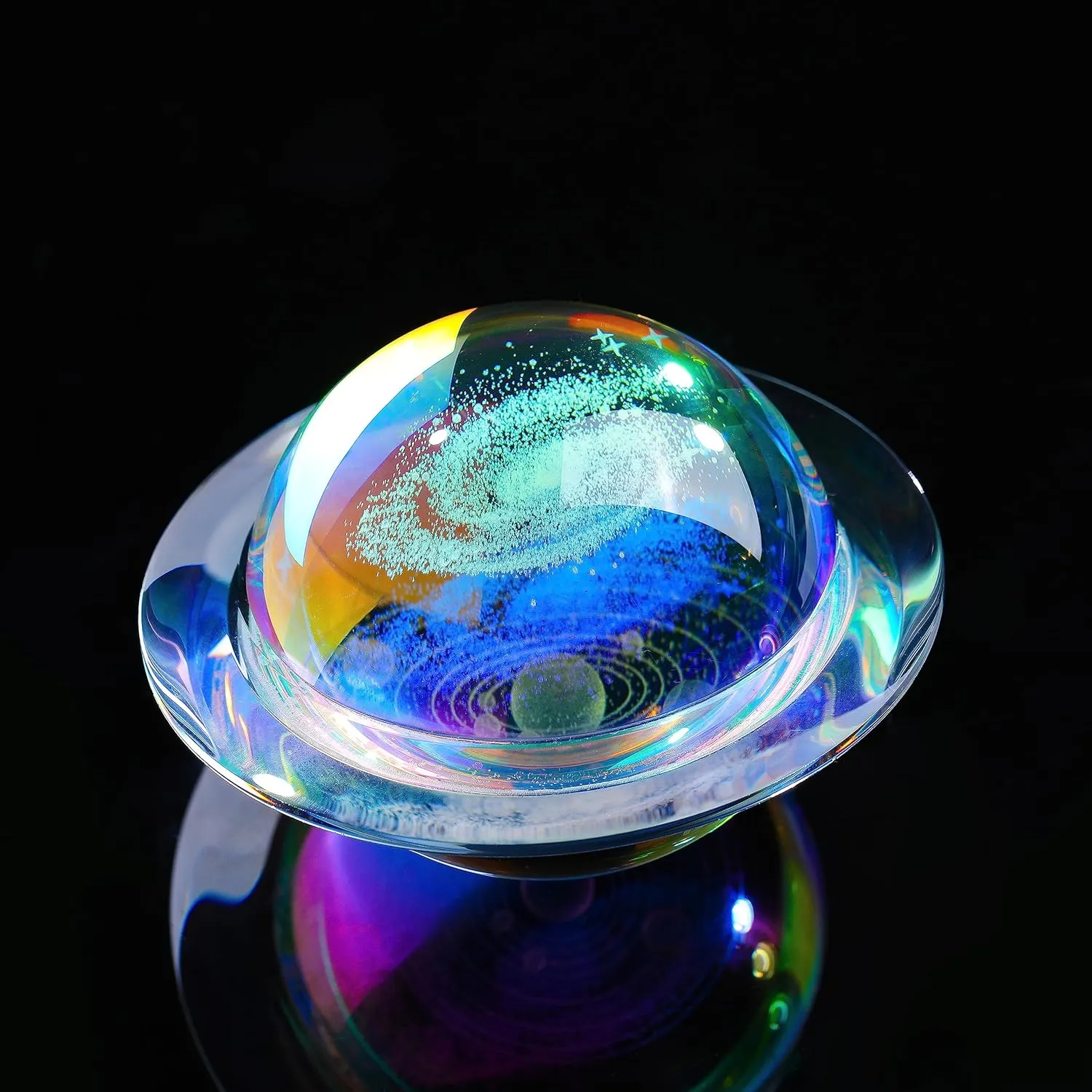 3d Solar System Model Galaxy Crystal Ball 80mm 3.15inch - Saturn Shape Outer Space Astronomy Gifts Room Decor Unique Gifts For Men Him Birthday Dad Physics Science Teacher Night Light Planet Lamp