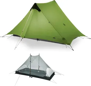 3FULGEAR Lanshan 2 Tent 2 Person Ultralight Camping Tent, 3/4 Season Professional 15D Silnylon Rodless Tent for Camping, Climbing, Hiking