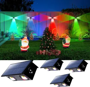 4 Pack Color Changing Solar Powered Fence Lights Outdoor Decorative LED Waterproof Yard Lamps for Outside Wall, Deck, House Patio, Rail, Stair, Yard, Pool, 8 Colorful Modes, Easy 1-Min Installation