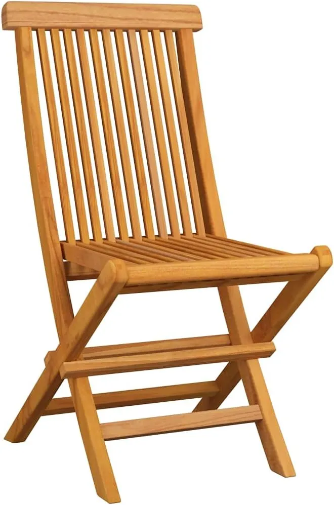 4-Pack Folding Patio Chairs with Anthracite Cushions Solid Teak Wood Outdoor Dining Chairs for Backyard Camping Lawn