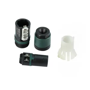(4 Pack) Neutrik NL4FXX-W-L 4 Pole SpeakON Cable Mount Connector, with Chuck Type Strain Relief for Cable diameters 10 to 16 mm - Large, Black / Green