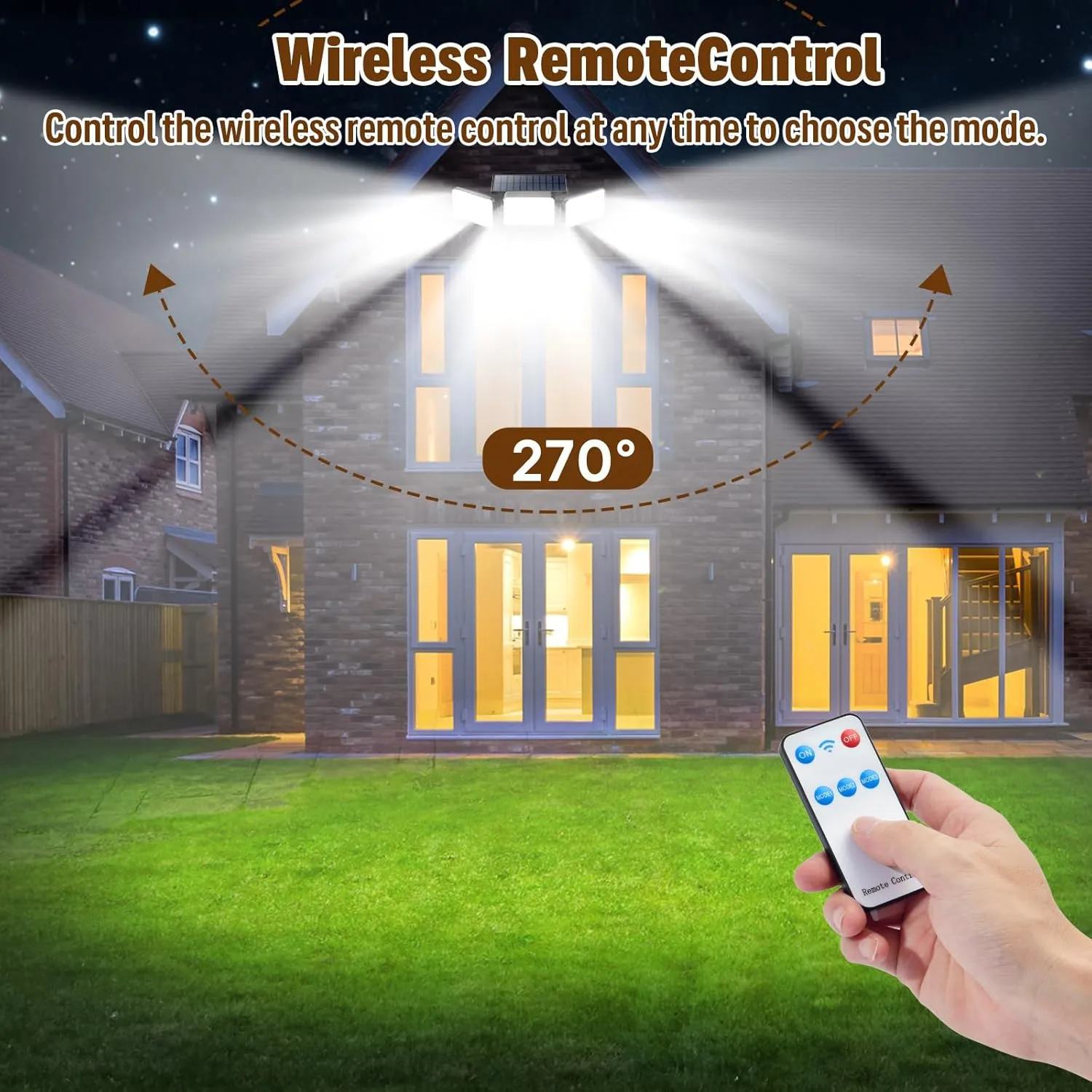 4 Pack Solar Lights Outdoor, 2800LM 218 Led Motion Sensor Outdoor Lights with Remote Control, 3 Heads IP65 Waterproof Security Solar Flood Lights for Outside Backyard Yard Porch