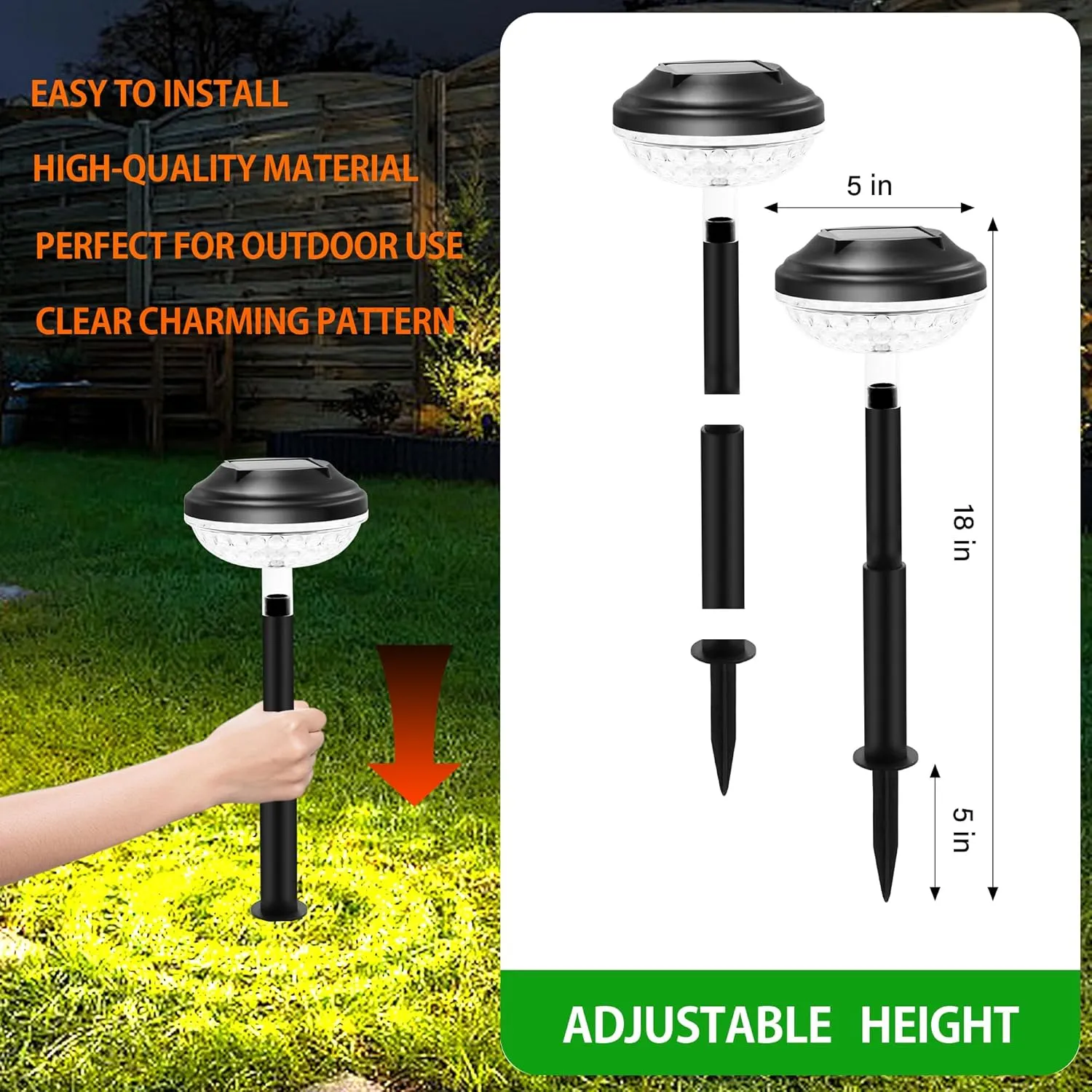 4 Pack Solar Pathway Lights, White LED Path Lights Outdoor Waterproof, Solar Powered Garden Lights for Walkway Yard Backyard Lawn Landscape Decorative (White)