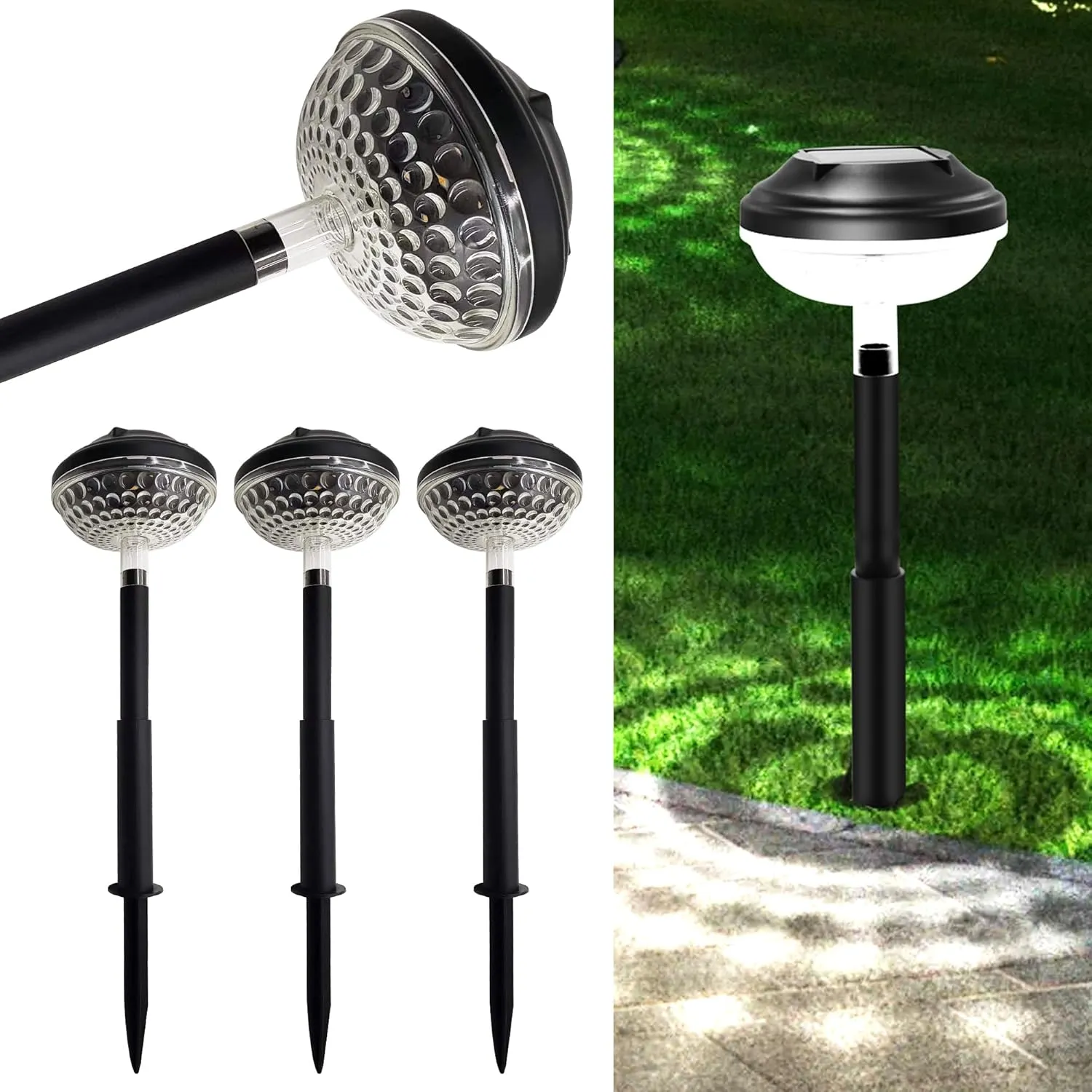 4 Pack Solar Pathway Lights, White LED Path Lights Outdoor Waterproof, Solar Powered Garden Lights for Walkway Yard Backyard Lawn Landscape Decorative (White)