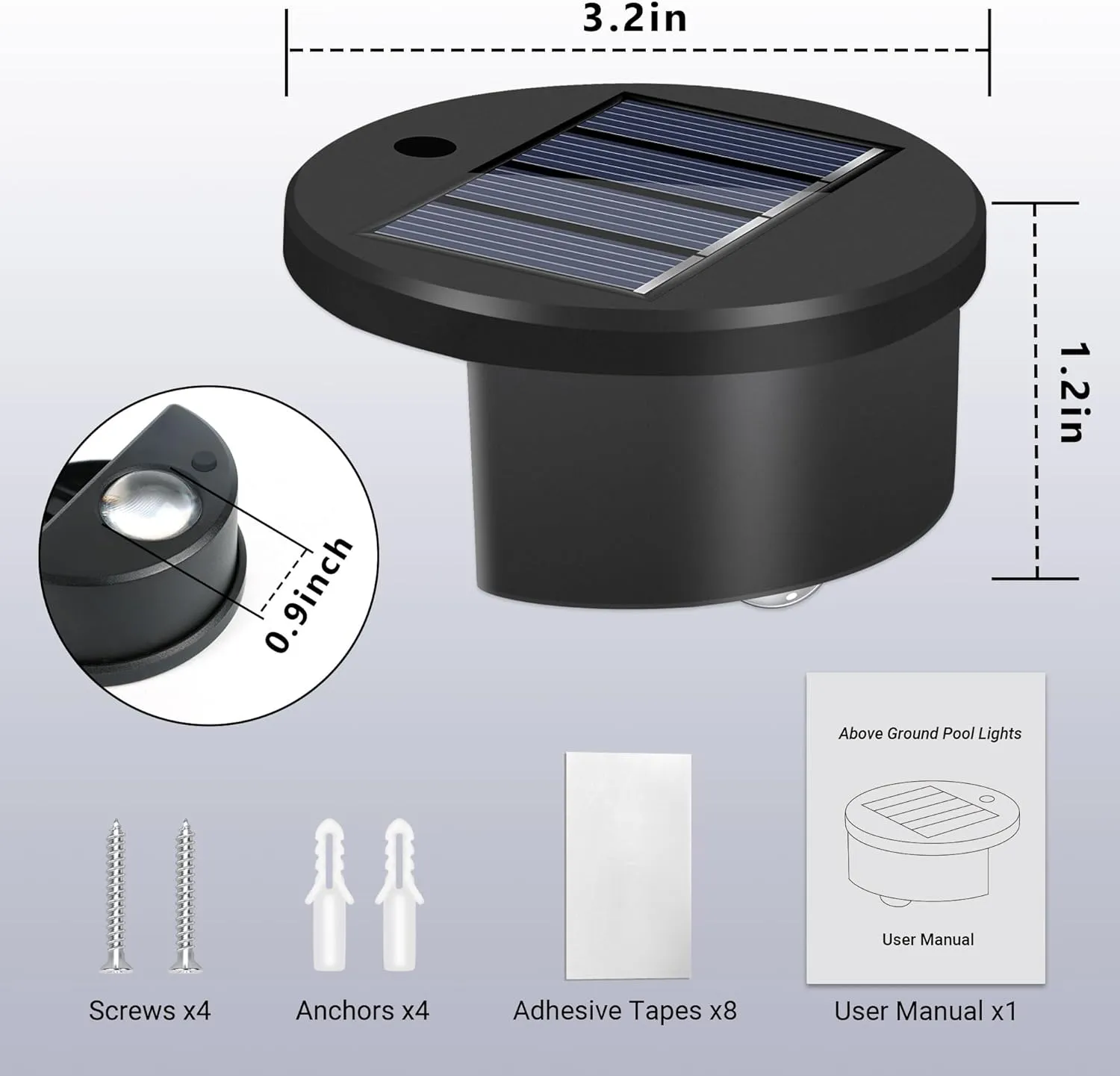 4 Pack Solar Pool Lights for Above Ground Pools, Swimming Pool Accessories Inground Deck Lights Solar Powered,Outdoor Decorations Waterproof Wireless