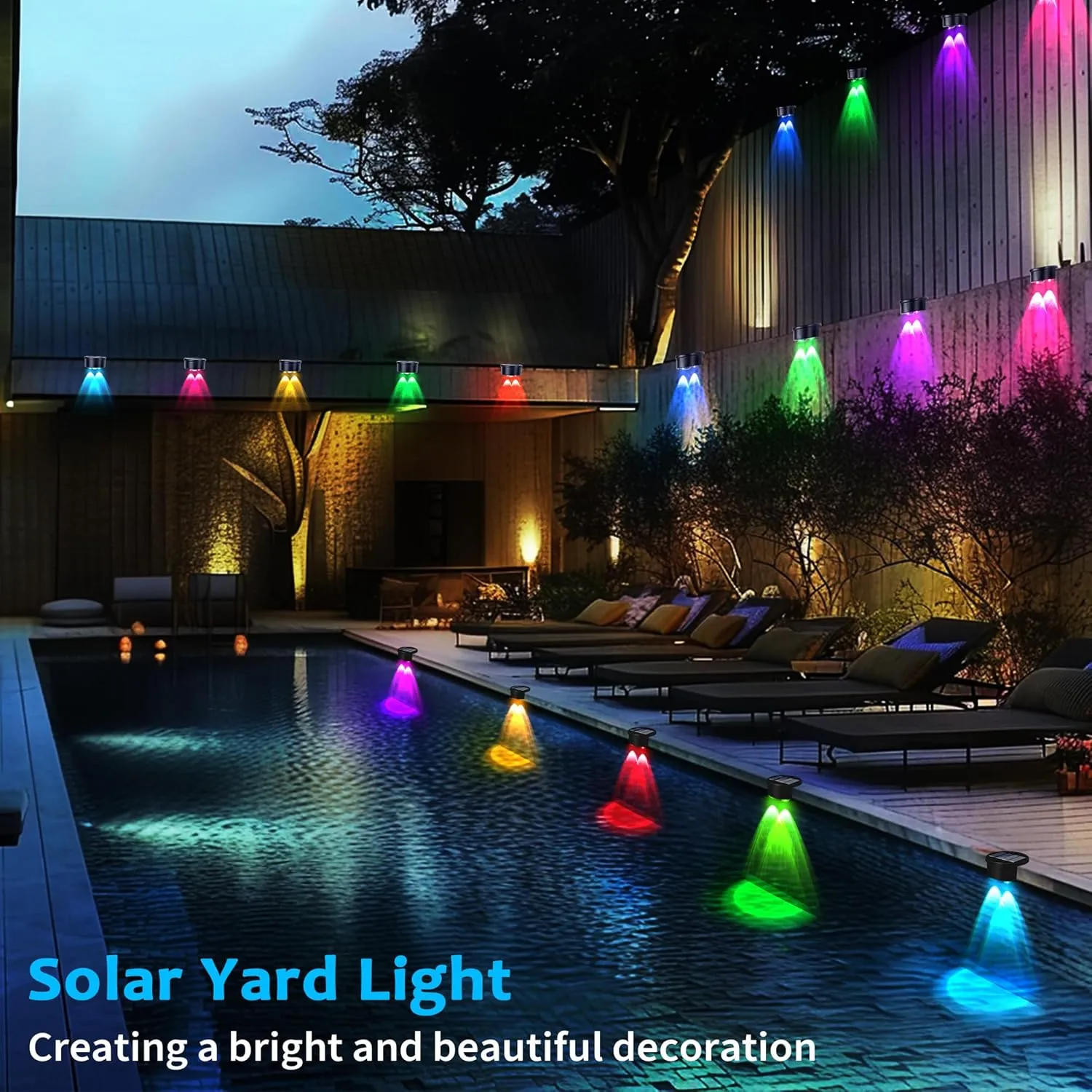 4 Pack Solar Pool Lights for Above Ground Pools, Swimming Pool Accessories Inground Pool Deck Lights Solar Powered, Pool Area Decorations Outdoor Waterproof, 2 Lights