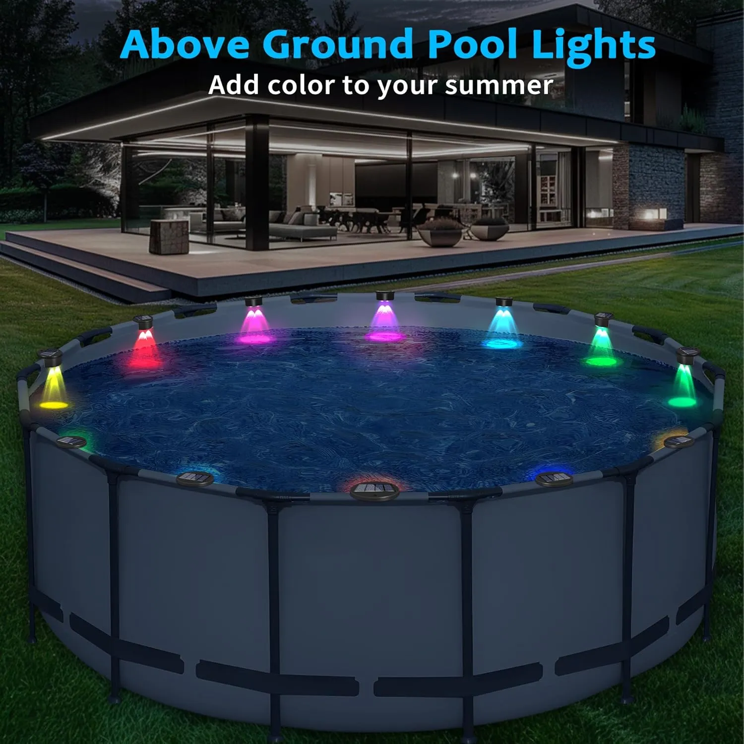 4 Pack Solar Pool Lights for Above Ground Pools, Swimming Pool Accessories Inground Pool Deck Lights Solar Powered, Pool Area Decorations Outdoor Waterproof, 2 Lights