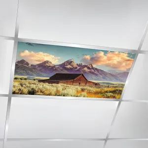 4 Pcs Fluorescent Light Covers for Ceiling Lights Moulton Barn Tetons Morning Light Decorative Magnetic Classroom Light Filters 4x2 ft for Office Hospitals Home