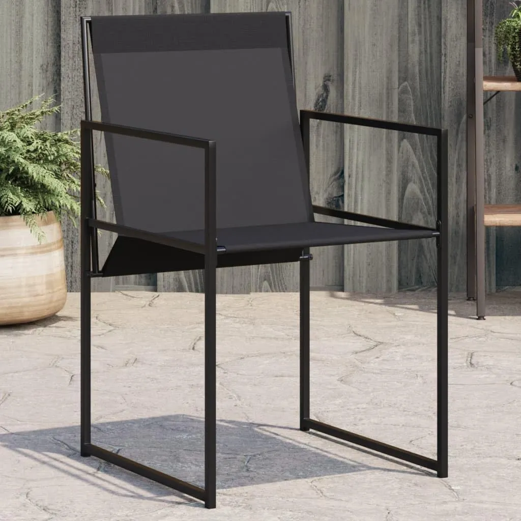 4-Piece Black Steel Patio Chairs Set with Textilene Fabric, Outdoor Lounge Chairs for Camping, Beach, Pool, Foldable Design for Compact Storage
