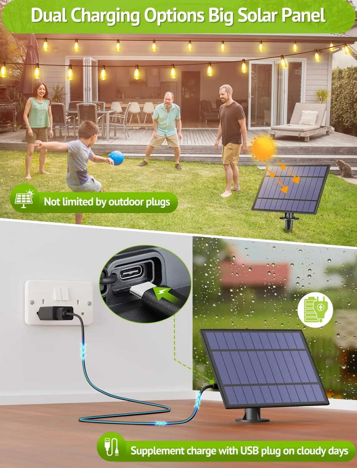 48FT Solar String Lights Outdoor with Remote, Waterproof Dimmable Patio Lights with 18 1 LED ST38 Bulbs 3 Modes Hanging Lighting for Backyard