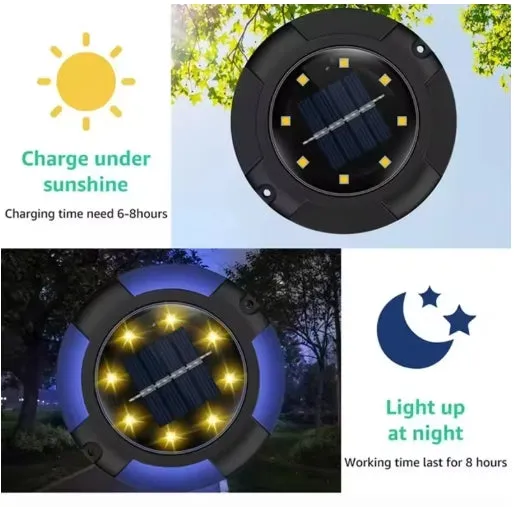 4Pcs 12LED Solar Power Disk Light Outdoor Garden Solar Underground Light Deck Light Spotlight Buried Solar Led Lamp Garden Decor