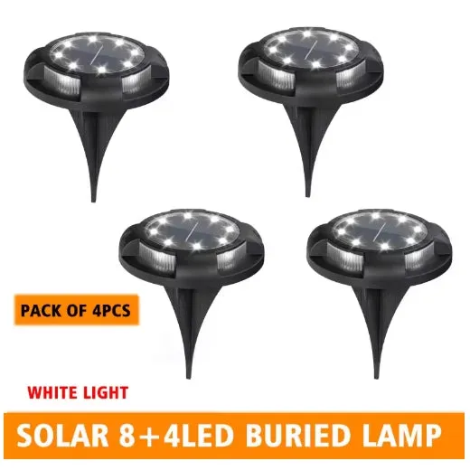 4Pcs 12LED Solar Power Disk Light Outdoor Garden Solar Underground Light Deck Light Spotlight Buried Solar Led Lamp Garden Decor