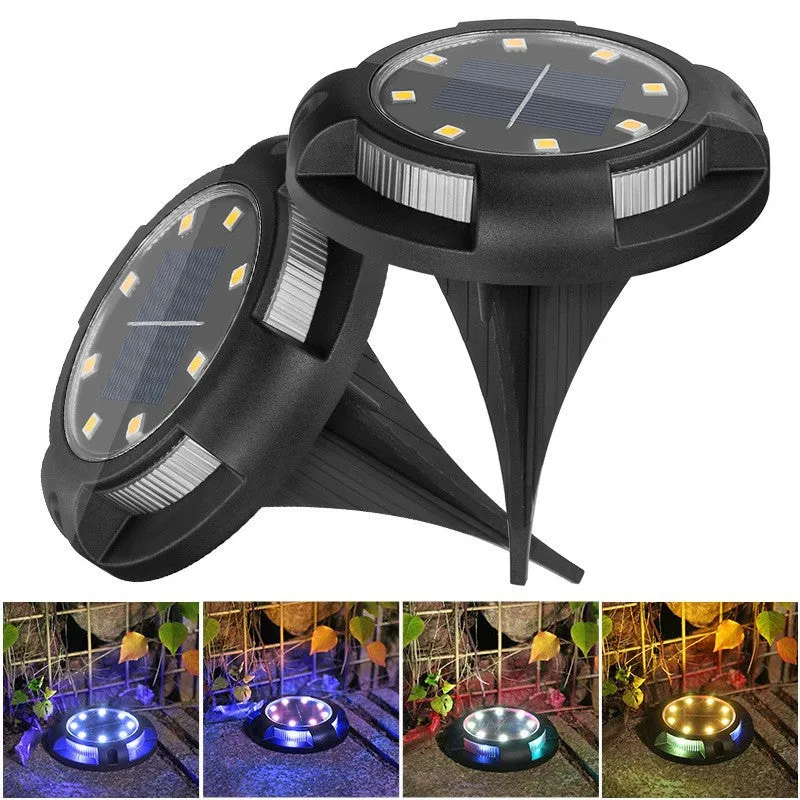 4Pcs 12LED Solar Power Disk Light Outdoor Garden Solar Underground Light Deck Light Spotlight Buried Solar Led Lamp Garden Decor