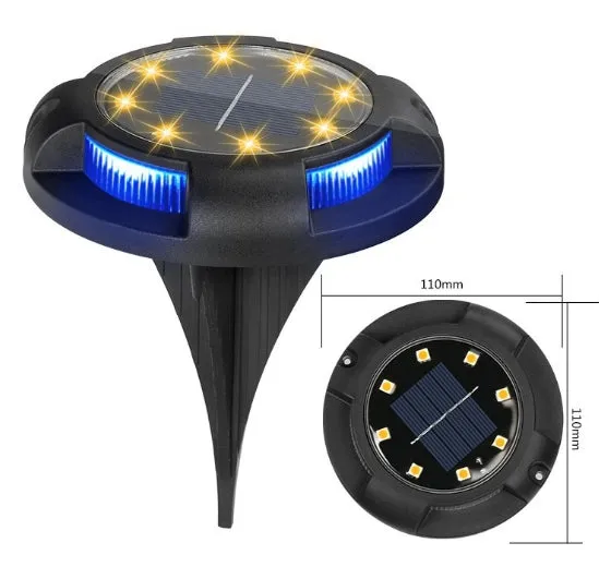 4Pcs 12LED Solar Power Disk Light Outdoor Garden Solar Underground Light Deck Light Spotlight Buried Solar Led Lamp Garden Decor