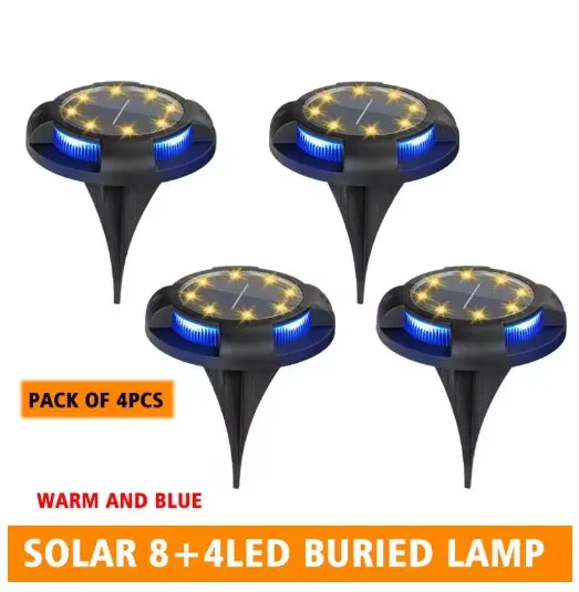 4Pcs 12LED Solar Power Disk Light Outdoor Garden Solar Underground Light Deck Light Spotlight Buried Solar Led Lamp Garden Decor