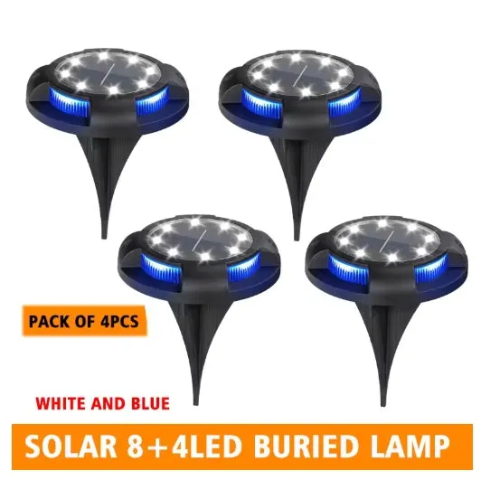 4Pcs 12LED Solar Power Disk Light Outdoor Garden Solar Underground Light Deck Light Spotlight Buried Solar Led Lamp Garden Decor
