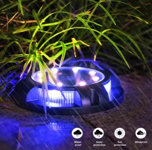 4Pcs 12LED Solar Power Disk Light Outdoor Garden Solar Underground Light Deck Light Spotlight Buried Solar Led Lamp Garden Decor