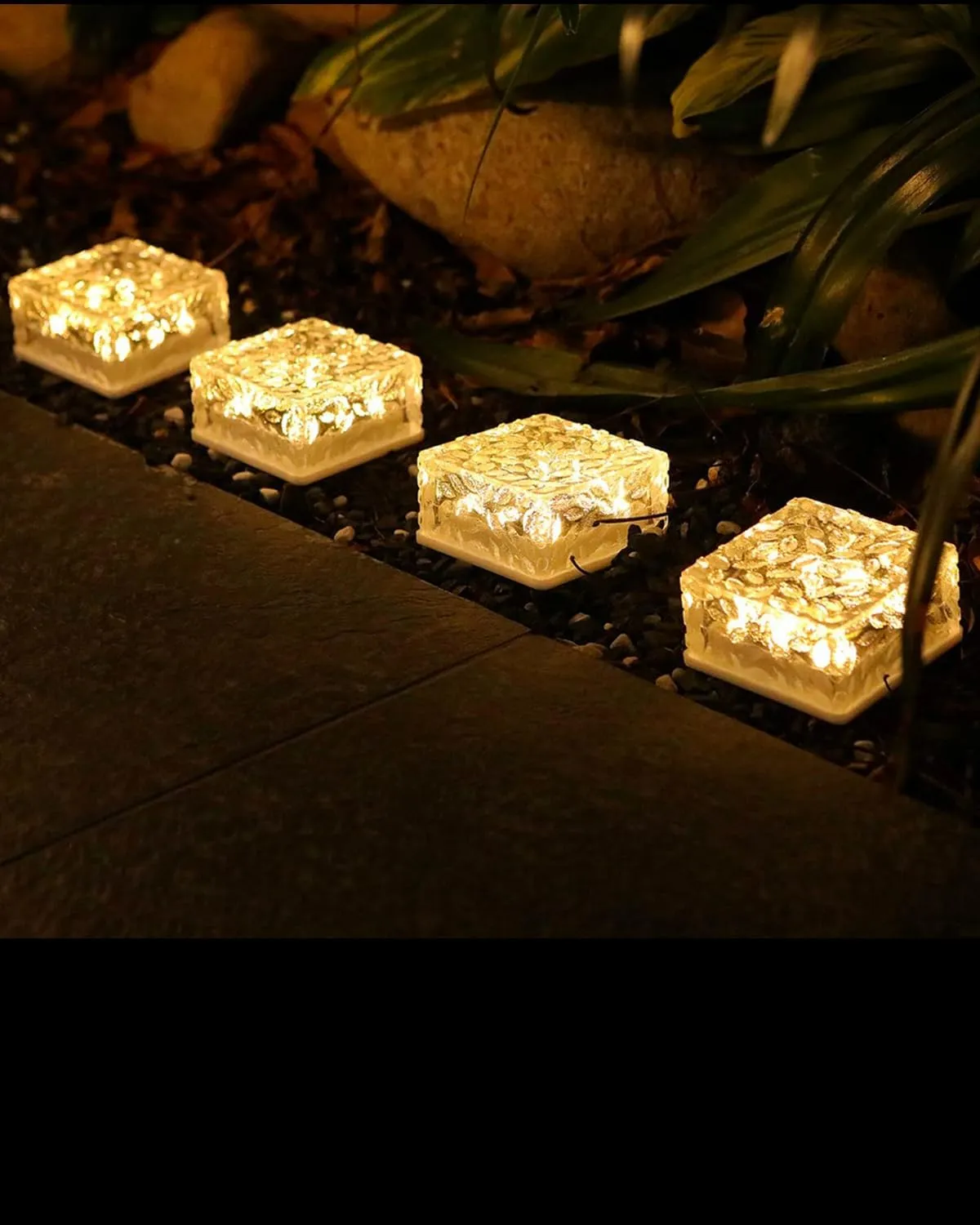 4PCS Outdoor Waterproof Solar Brick Lights with 4 LED Recessed Paver for Garden Landscape Path Ligh Yard Decoration