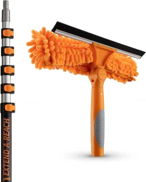 5-24ft Window Washing Kit with Extension Pole (30  Foot Reach) // Window Cleaning Tool & Window Washer Squeegee with Telescopic Extension Pole // Best Indoor Outdoor Window Washing Equipment