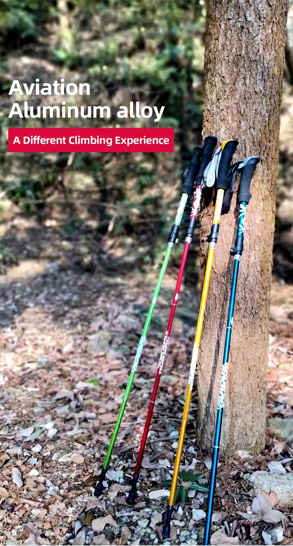 5 Section Outdoor Fold Trekking Pole Camping Portable Walking Hiking Stick For Nordic Elderly Telescopic Easy Put Into Bag 1 PCS