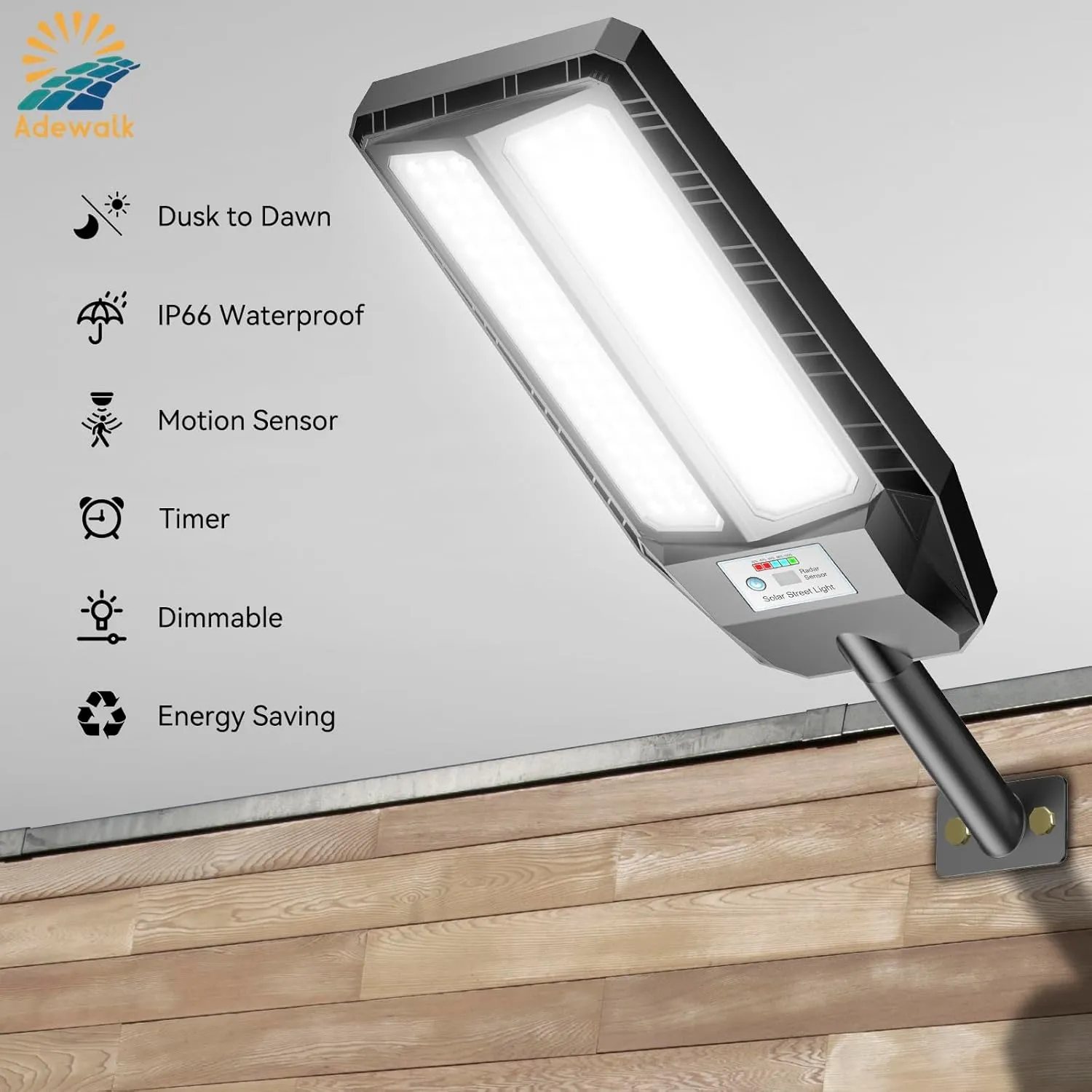 5000W Solar Lights Outdoor - 6500K LED Solar Street Lights Outdoor, Dusk to Dawn, IP66 Waterproof Solar Flood Lights with Motion Sensor and Remote Control for Yard, Patio, 2 Pack