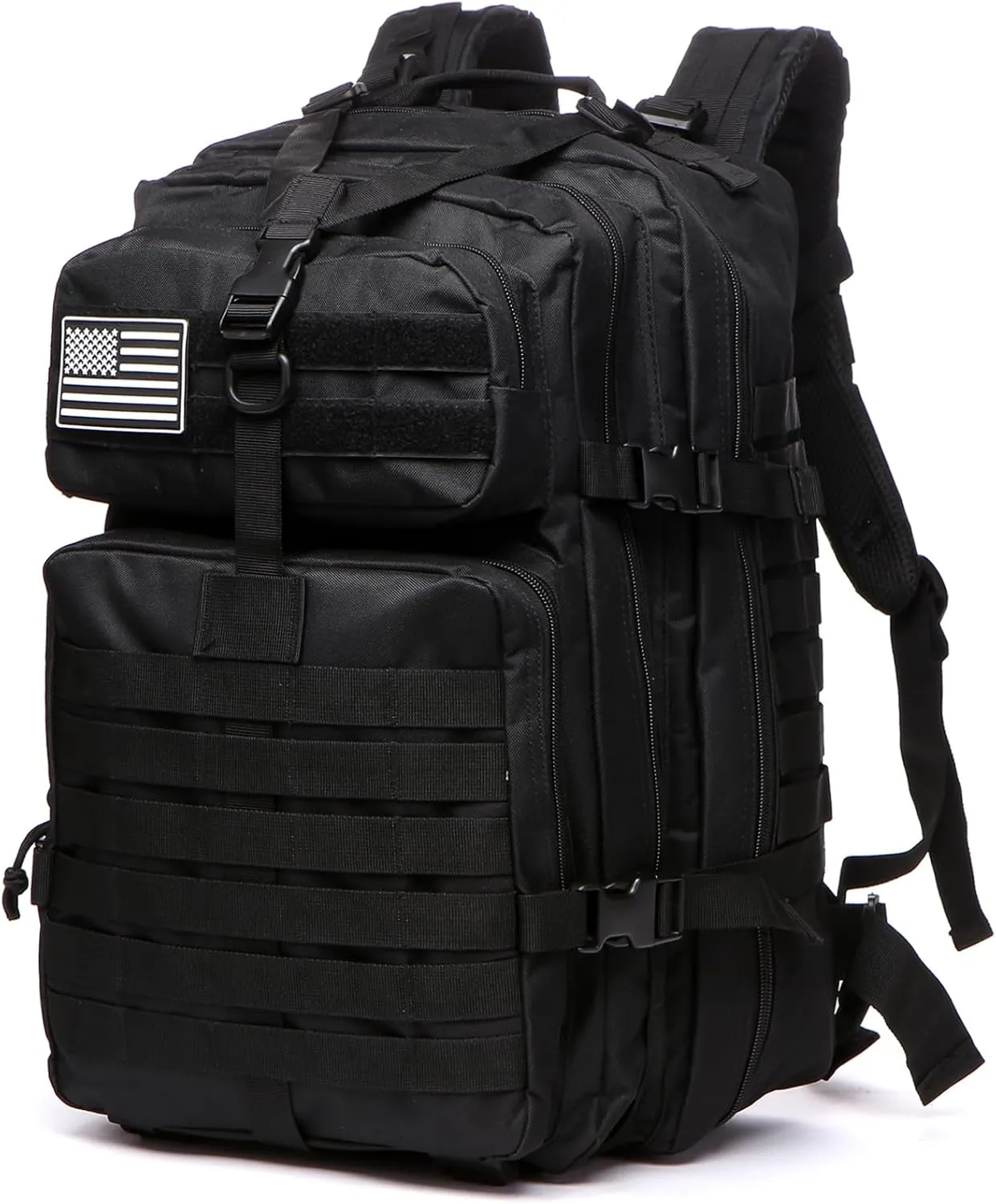 50L Sturdy Nylon Waterproof Fishing Hunting Backpack Outdoor Military Rucksacks Tactical Sports Camping Hiking (Black)