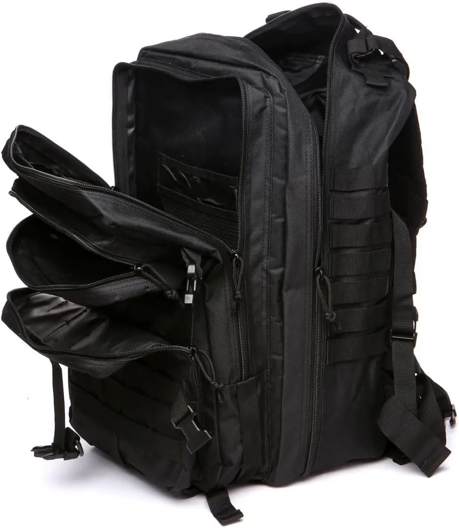 50L Sturdy Nylon Waterproof Fishing Hunting Backpack Outdoor Military Rucksacks Tactical Sports Camping Hiking (Black)