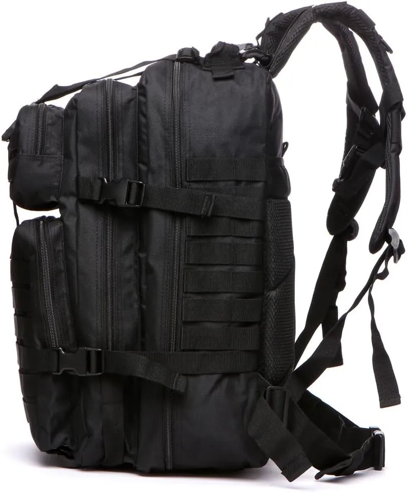50L Sturdy Nylon Waterproof Fishing Hunting Backpack Outdoor Military Rucksacks Tactical Sports Camping Hiking (Black)