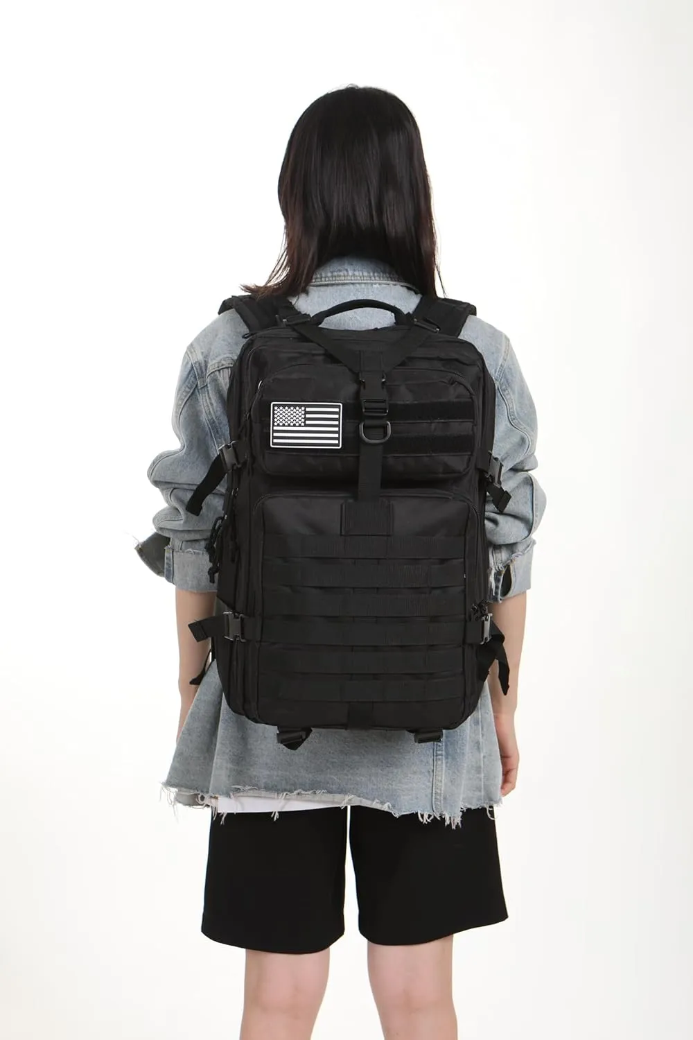 50L Sturdy Nylon Waterproof Fishing Hunting Backpack Outdoor Military Rucksacks Tactical Sports Camping Hiking (Black)