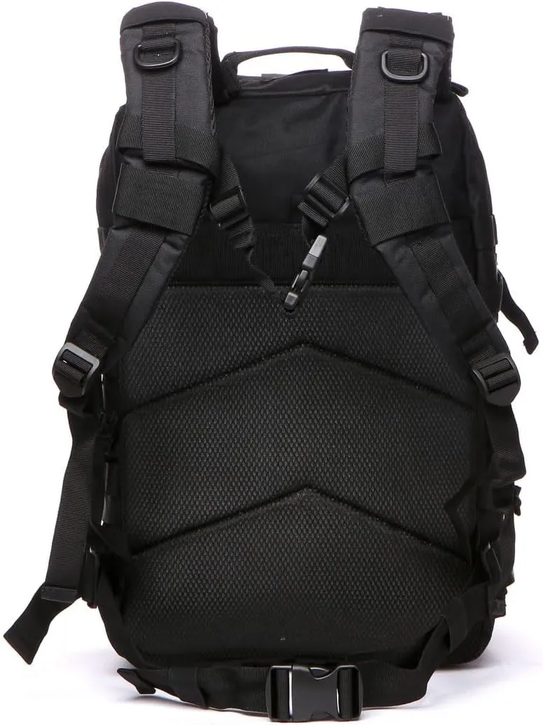 50L Sturdy Nylon Waterproof Fishing Hunting Backpack Outdoor Military Rucksacks Tactical Sports Camping Hiking (Black)