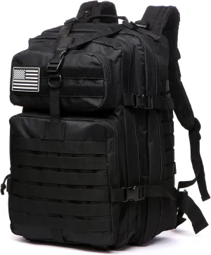 50L Sturdy Nylon Waterproof Fishing Hunting Backpack Outdoor Military Rucksacks Tactical Sports Camping Hiking (Black)