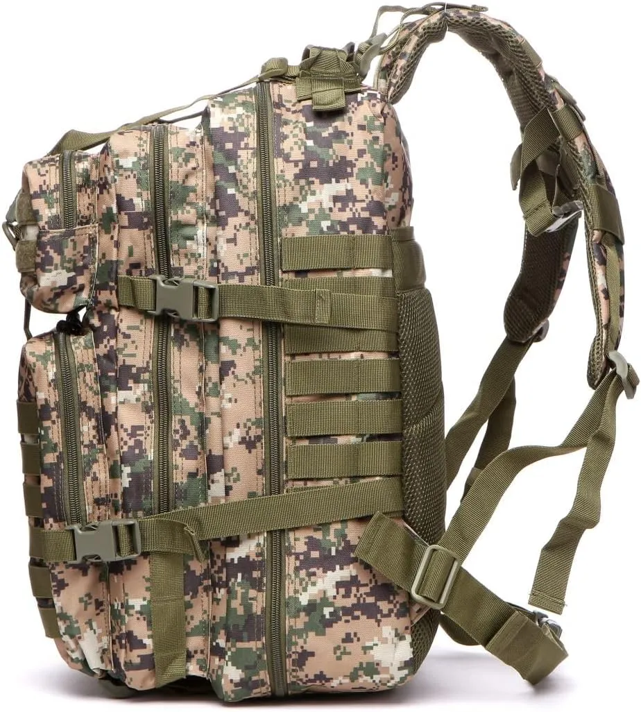50L Sturdy Nylon Waterproof Fishing Hunting Backpack Outdoor Military Rucksacks Tactical Sports Camping Hiking (Camouflage green)
