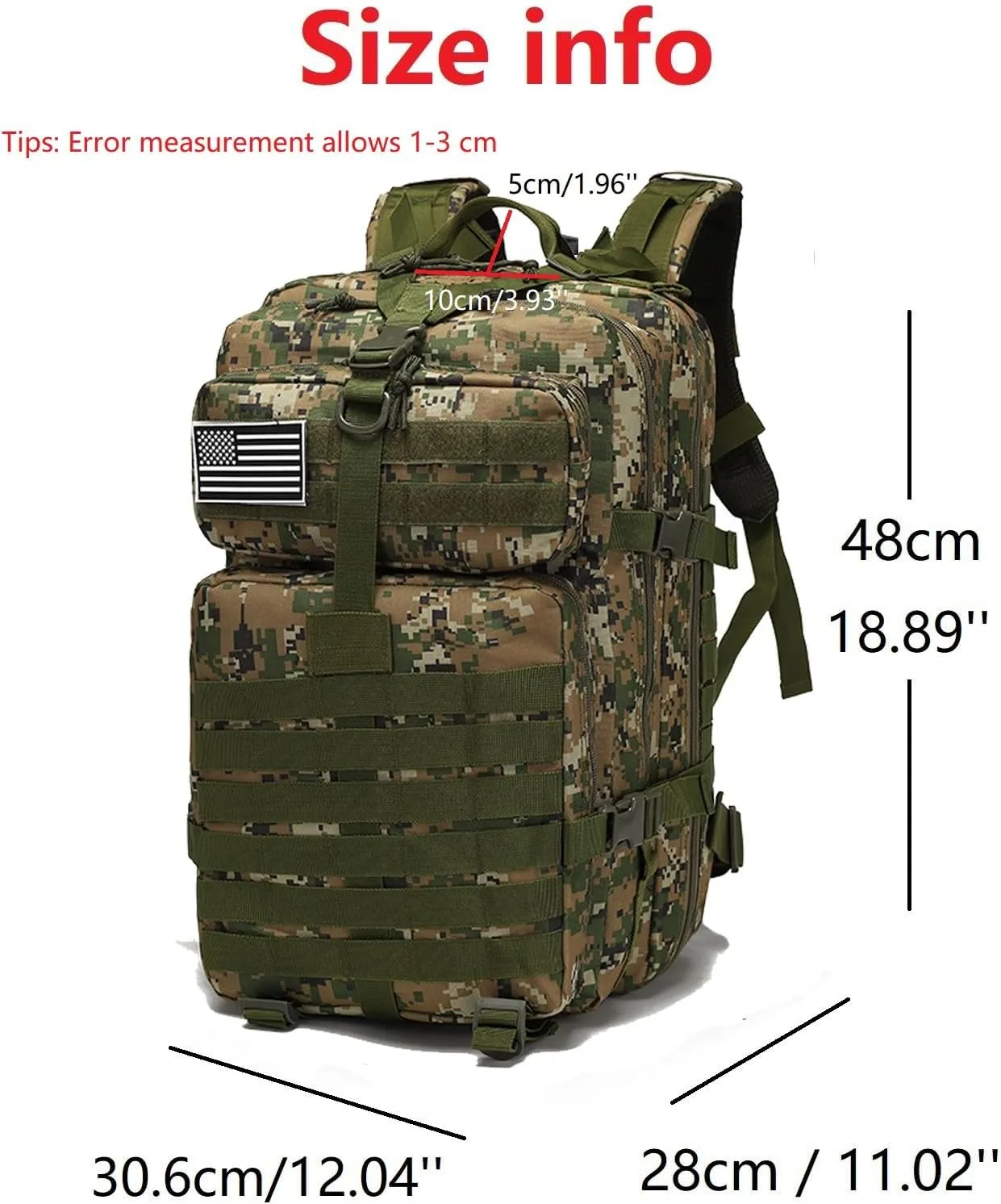 50L Sturdy Nylon Waterproof Fishing Hunting Backpack Outdoor Military Rucksacks Tactical Sports Camping Hiking (Camouflage green)