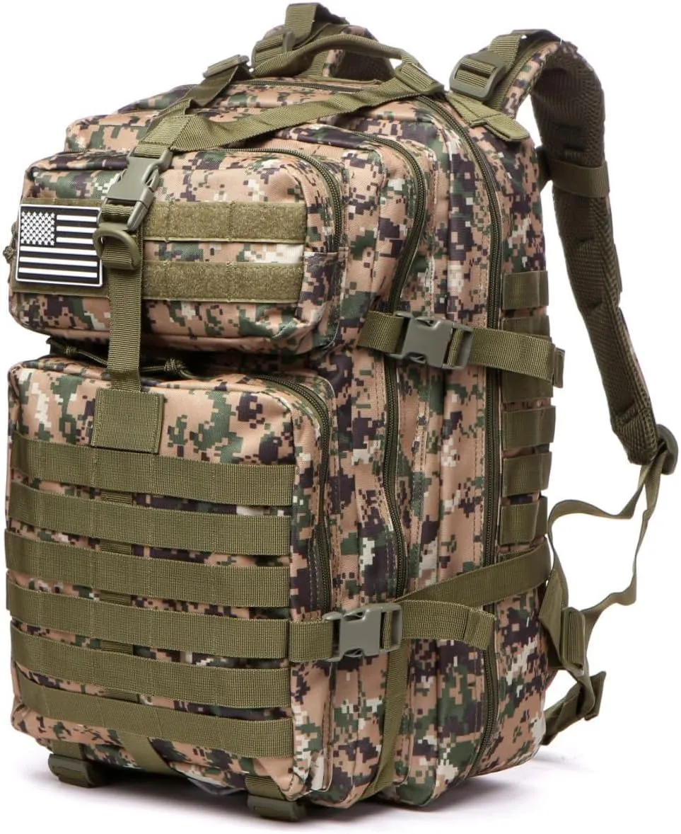 50L Sturdy Nylon Waterproof Fishing Hunting Backpack Outdoor Military Rucksacks Tactical Sports Camping Hiking (Camouflage green)