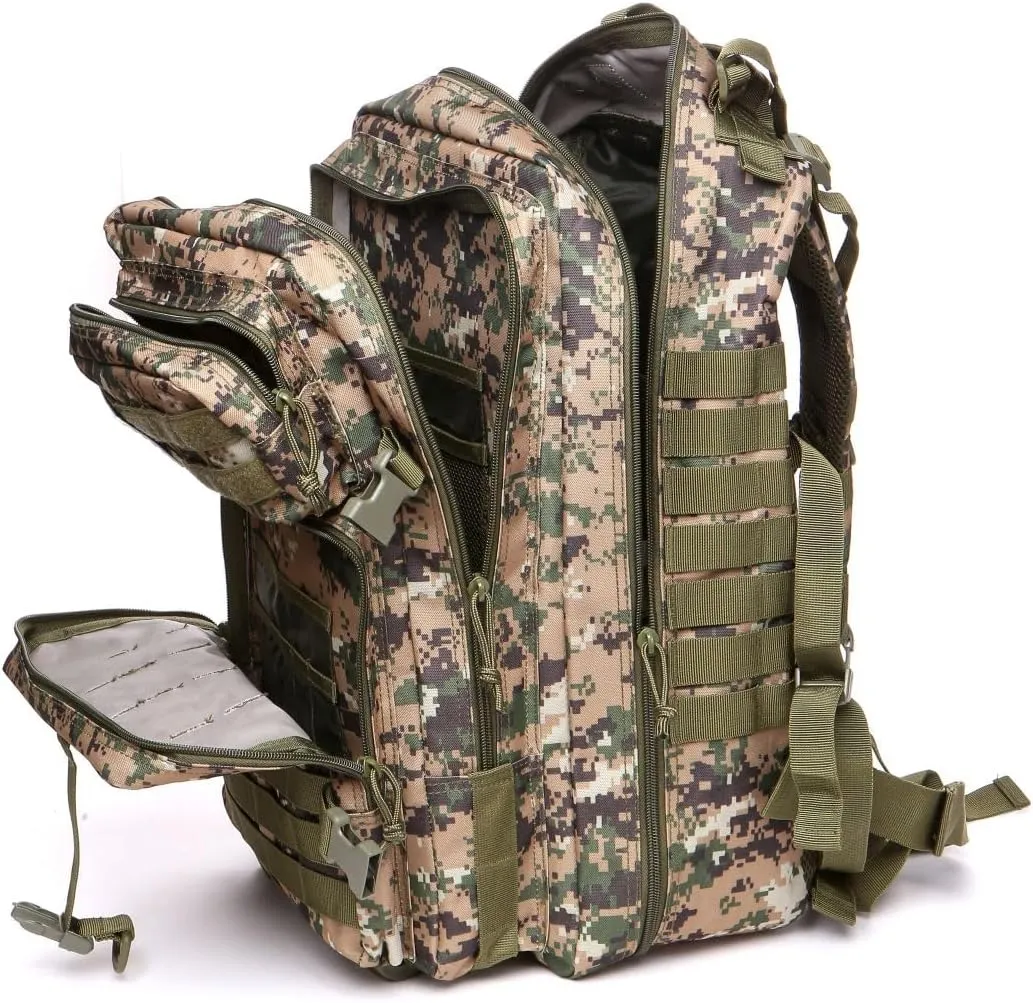 50L Sturdy Nylon Waterproof Fishing Hunting Backpack Outdoor Military Rucksacks Tactical Sports Camping Hiking (Camouflage green)