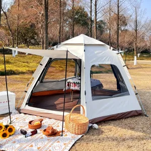 5/6/7 Person Pop Up Tent,Outdoor Shelter Camping Tents for Beach Picnic Party,Family Tent Quick to Set Up,Portable Tent with Carry Bag, for 3 Seasons (Size : Set 1)
