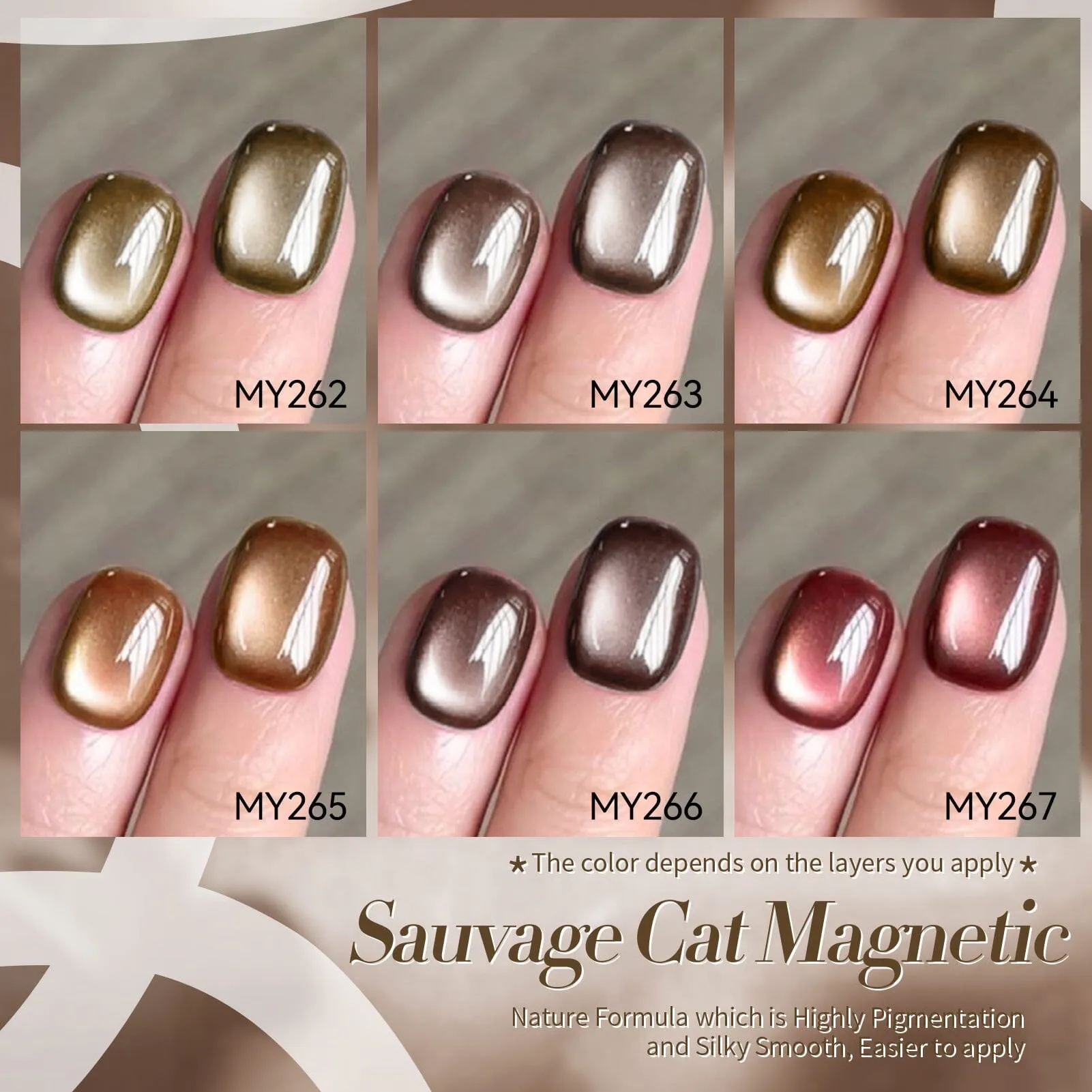 6 Colors Dark Glass Cat Magnetic Gel Polish Set M42 Sauvage 7ml