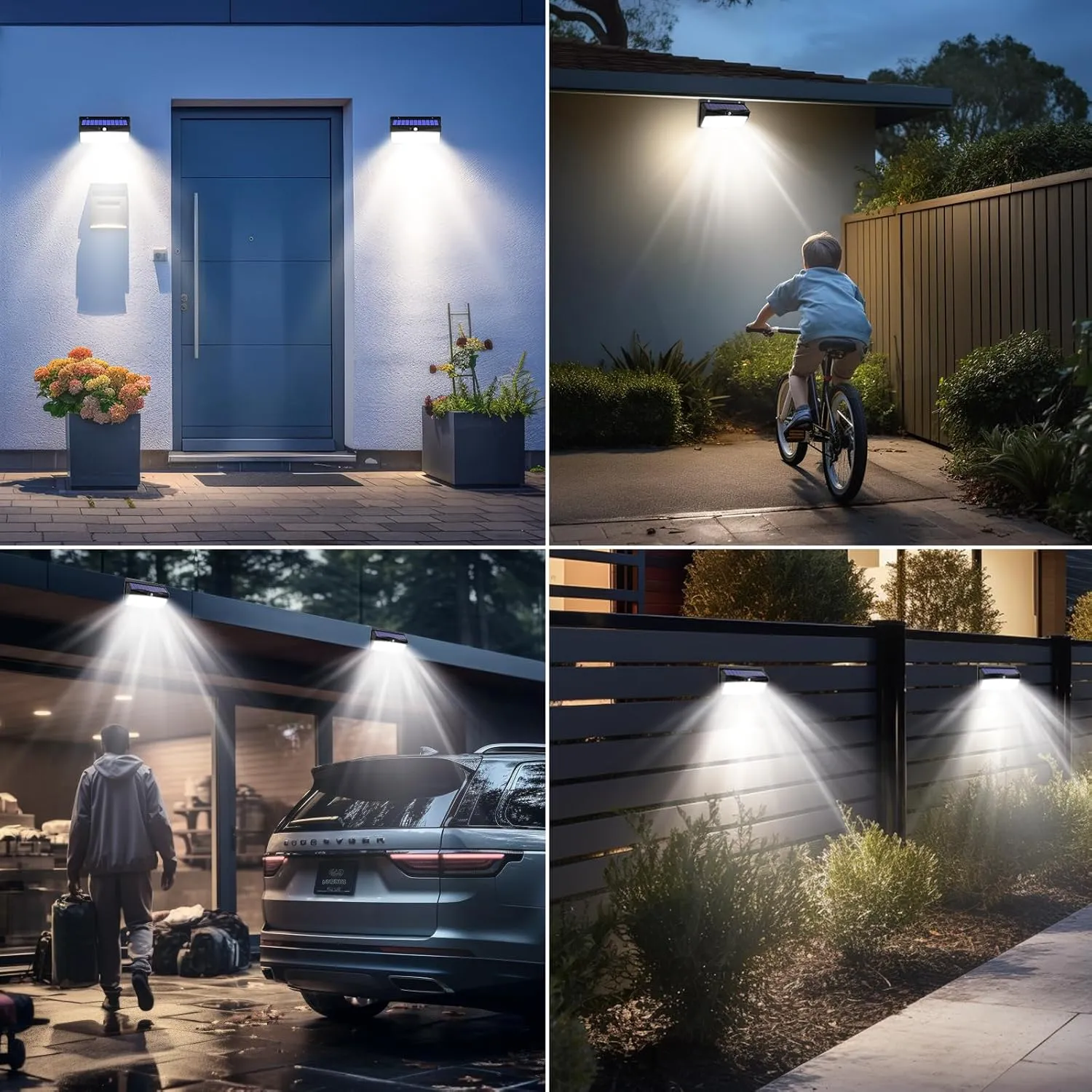 6 Pack 368 LED Solar Motion Sensor Lights Outdoor, Solar Fence Lights with 3 Lighting Modes, Solar Powered Security Lights Waterproof for Outside Yard Wall Garden Backyard Step Garage