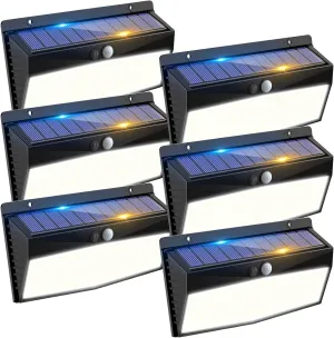 6 Pack 368 LED Solar Motion Sensor Lights Outdoor, Solar Fence Lights with 3 Lighting Modes, Solar Powered Security Lights Waterproof for Outside Yard Wall Garden Backyard Step Garage