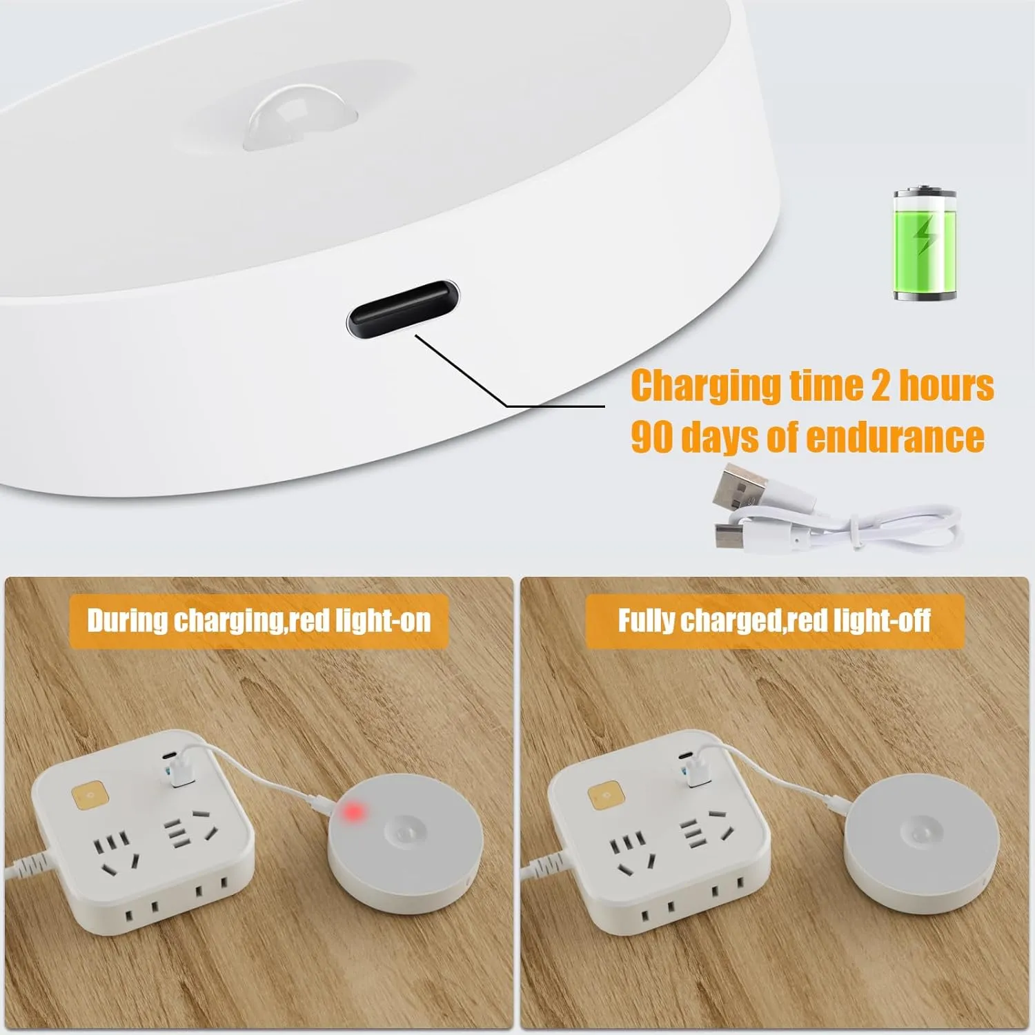 6 Pack Motion Sensor Light Indoor [Upgraded 14 LEDs], USB Rechargeable Night Light, Long Last Battery & 3 Light Modes, Wireless Magnetic Nightlight for Closet, Stairs, Hallway - Cold White