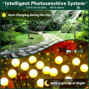 6-Pack Solar Garden Lights, 48 LED Solar Lights Outdoor for Garden Decor, Waterproof Firefly Light Outdoor (Sway by Wind), Swaying Light for Outside Yard Pathway Landscape Decorations (Warm White)