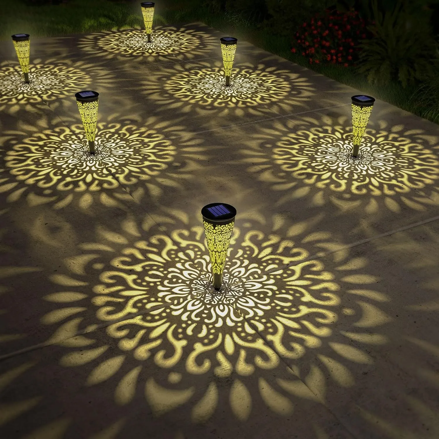 6 Pack Solar Lights Outdoor Garden Decorative Solar Pathway Lights Waterproof Plastic Outside Solar Path Landscape Lights Gardening Gifts for Women Mom Father Backyard Walkway Yard Decor